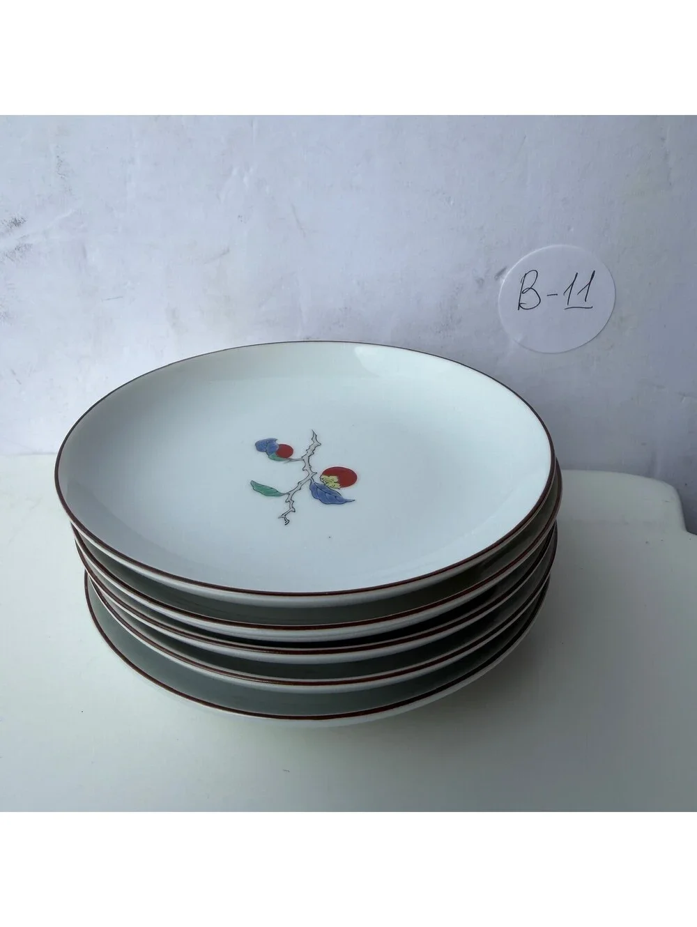 Set of 5 Vintage Japanese Porcelain Floral Bread Plates 5.5